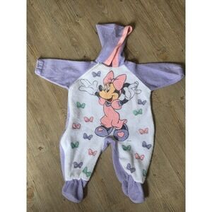 VTG Mickey and Friends Polyester Fleece One Piece Minnie Mouse Pyjama's 1980's